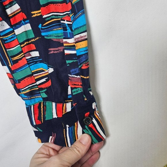 Soft Surroundings Multicolor Abstract Print Button Down Top Sail Boats Novelty S - Picture 7 of 8